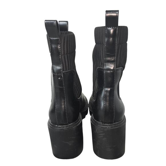 Zara Chelsea Boots Womens 36 Black Lug Ribbed Sock Grunge Punk Platform Bootie - Picture 4 of 9